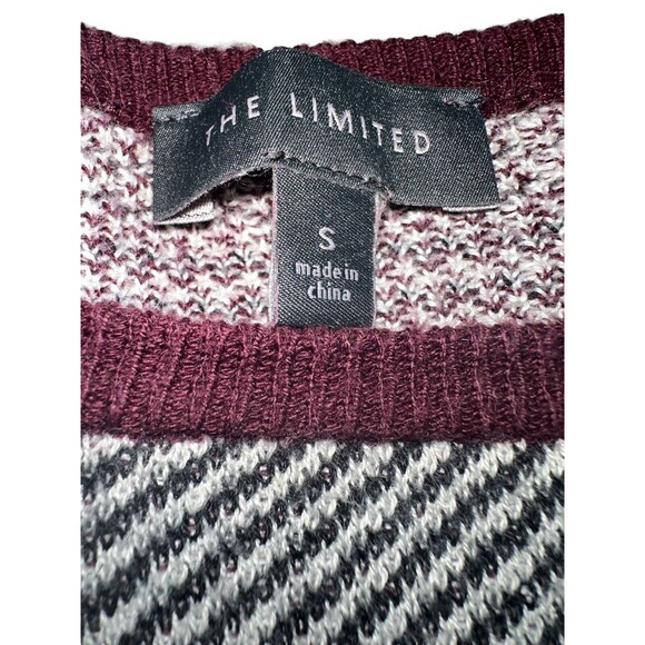 The Limited Maroon Boatneck Pullover Plaid Womens Small Knit Sweater - Picture 5 of 10